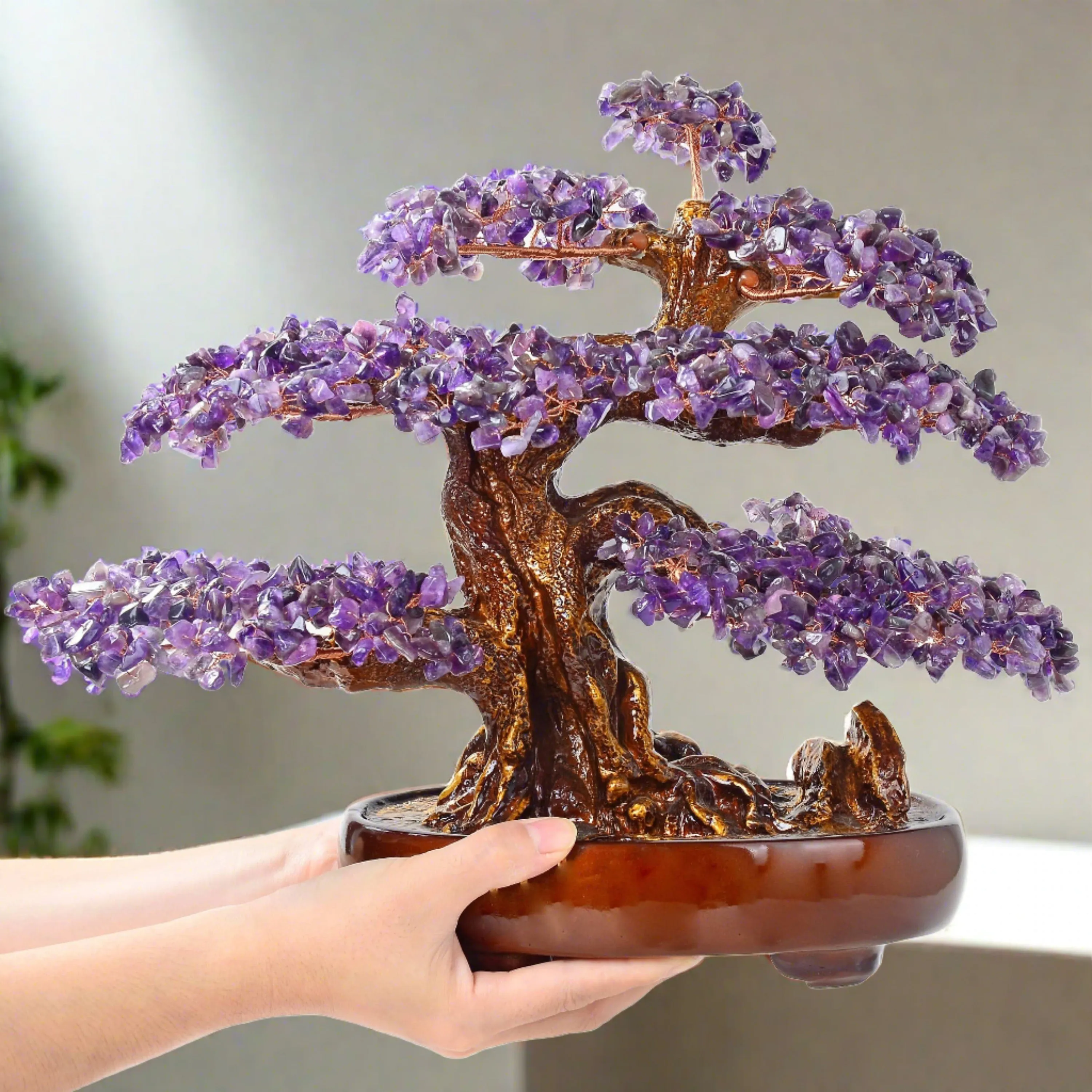 Amethyst Bonsai Tree of Life with 1,251 Natural Gemstones