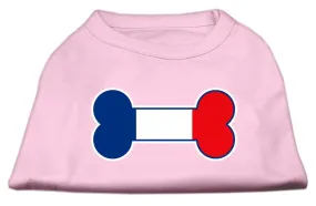 Bone Shaped France Flag Screen Print Shirts Light Pink L (14)