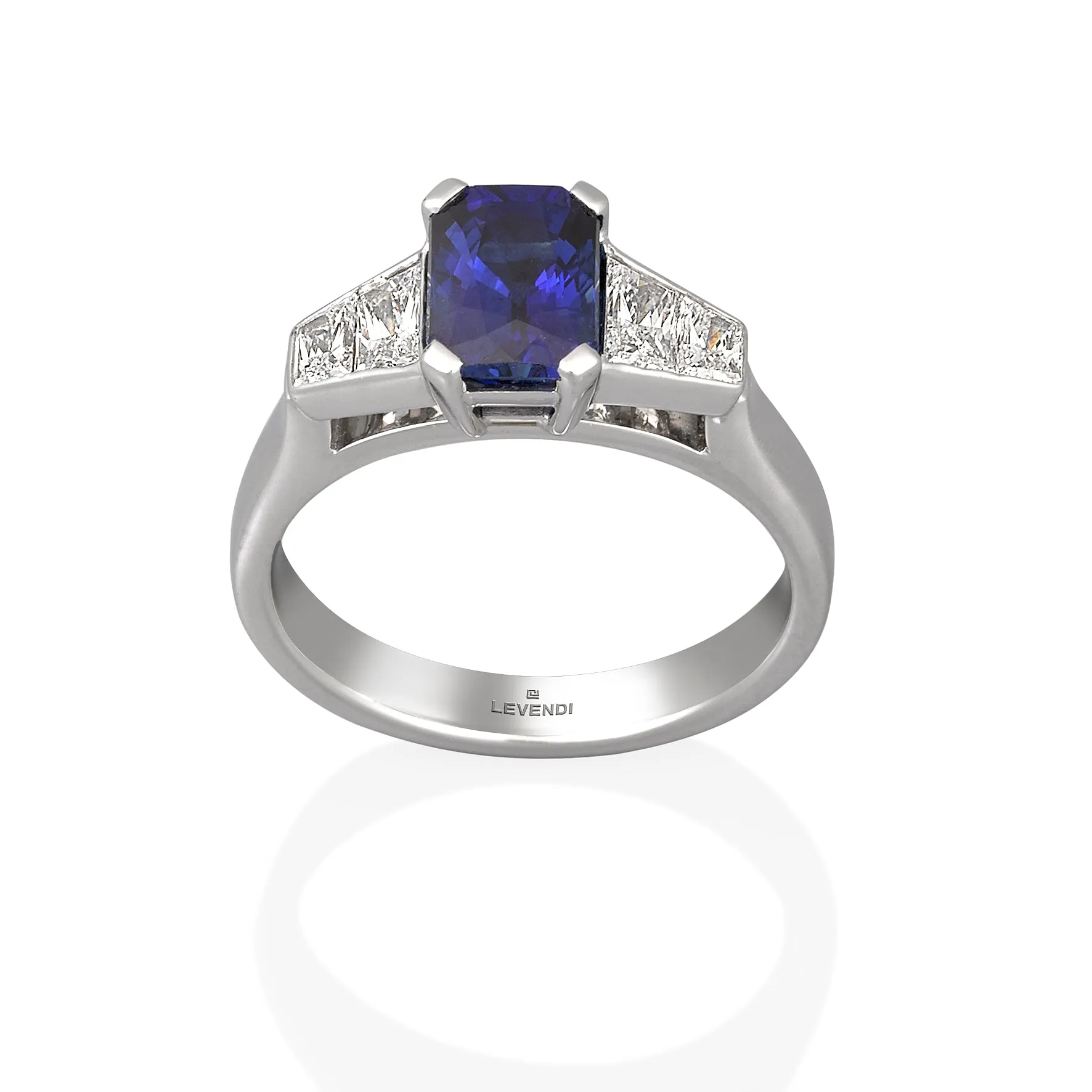 Emerald Cut Tanzanite & Diamond Ring