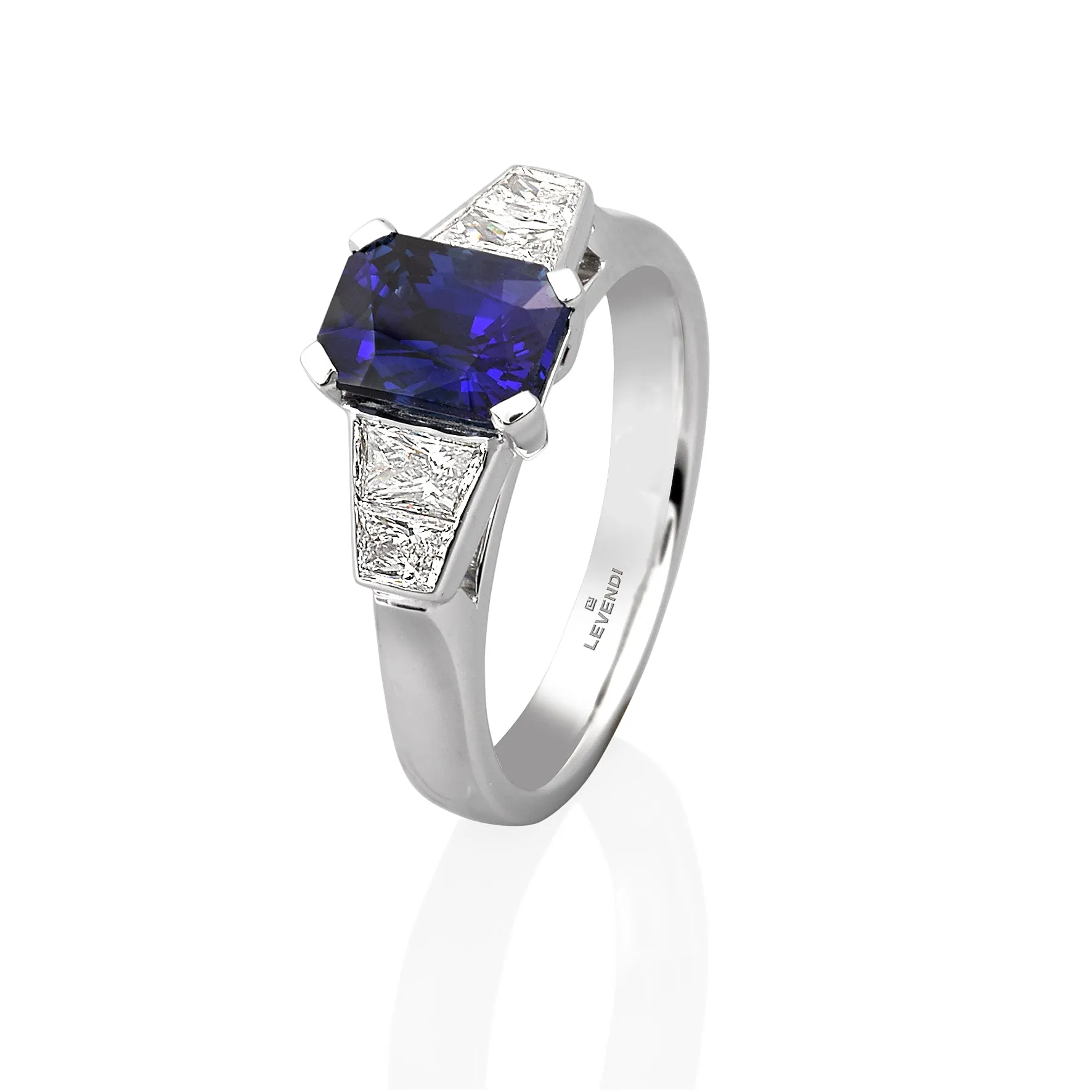 Emerald Cut Tanzanite & Diamond Ring