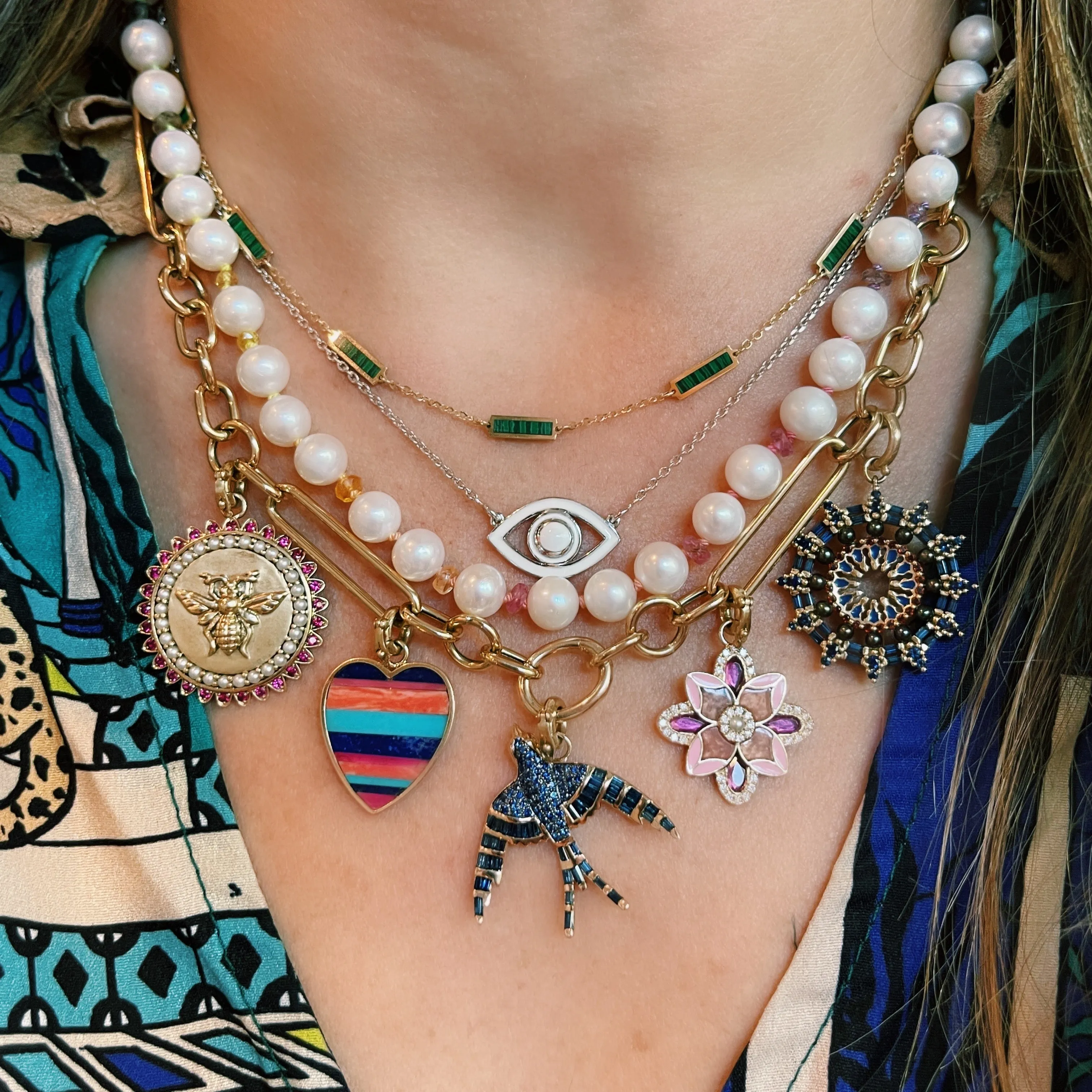 Evelyn Baguette Bird Charm Pendant
