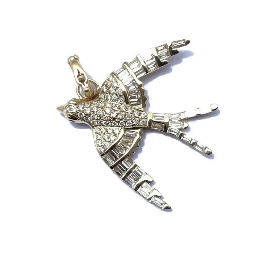 Evelyn Baguette Bird Charm Pendant